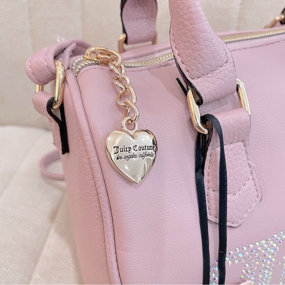 NEW Juicy Couture Pink Dusty Blush Be Classic Satchel Bag with Rhinestone Logo - Picture 3 of 7